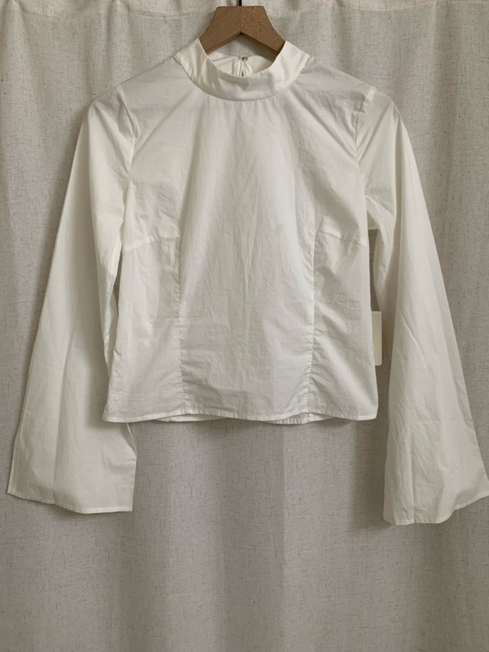 Tularosa Revolve 100% Cotton Keep It Simple White Mock Neck Bell Sleeve Top
